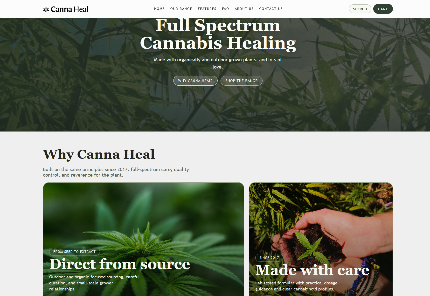 Screenshot preview of the Cannaheal storefront