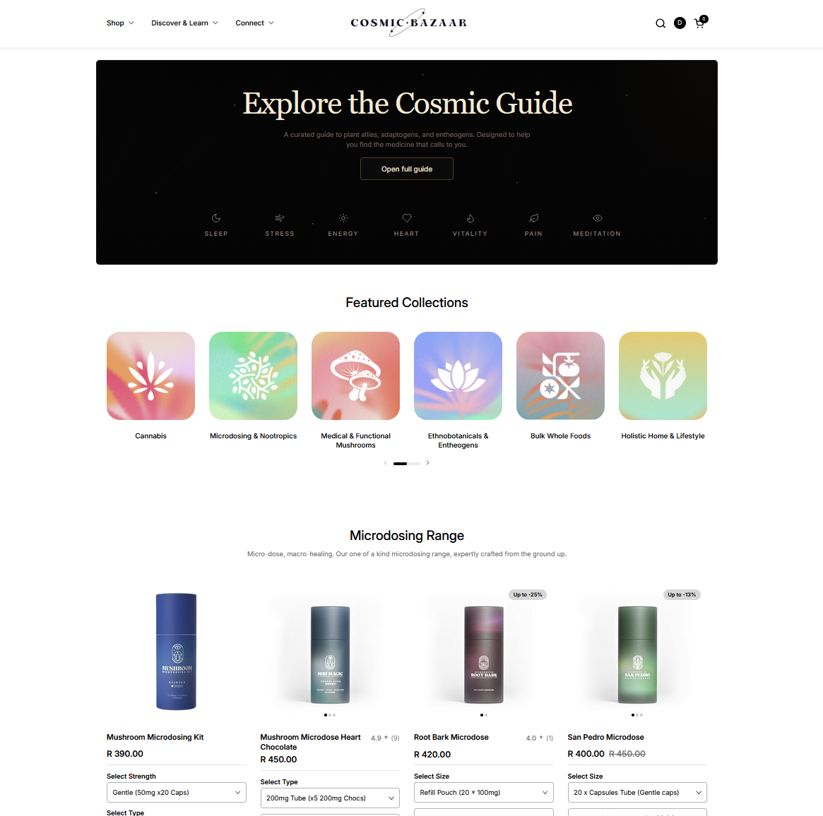 Screenshot preview of the Cosmic Bazaar storefront