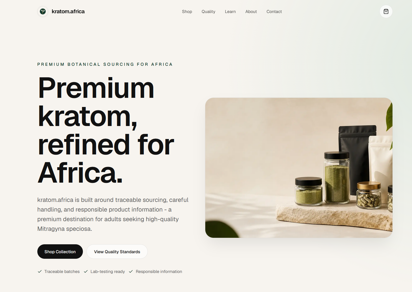 Screenshot preview of the kratom.africa storefront
