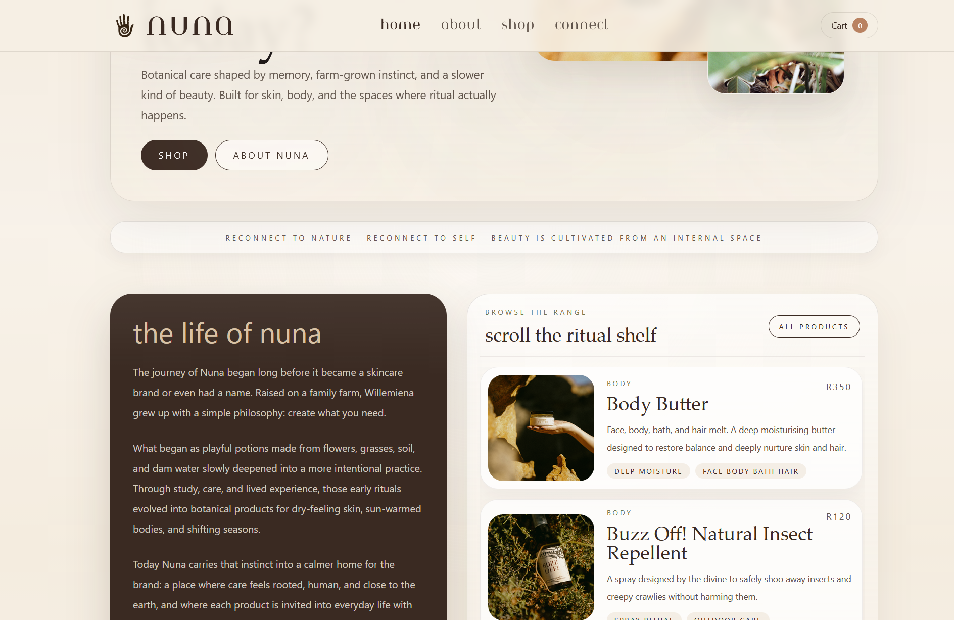 Screenshot preview of the Nurture Naked storefront